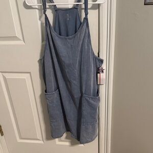 Casual Blue Denim Apron Dress